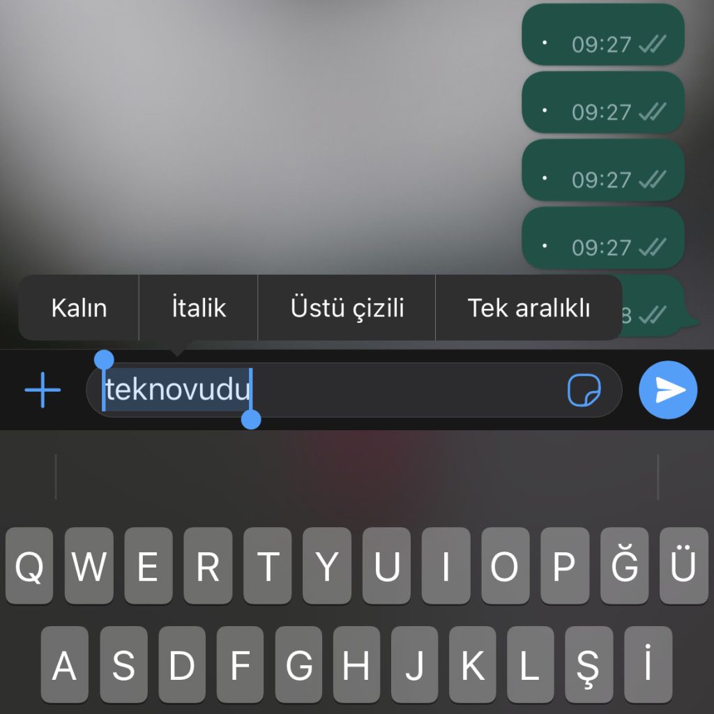 apple, ios, whatsapp, kalın, bold, eğik, italik, tek aralıklı, eş aralıklı, üstü çizili, yazma, nasıl yazılır, yazı biçimi
